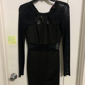 Sexy mesh black bodycon dress